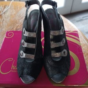 Pony or Calf Hair Open- toe sling back Shoe